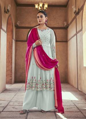 Grab These Beautiful Looking Designer Plazzo Suits.These Top And Bottom is Georgette And Dupatta Is Fabricated On Chinon.Its Beautified With Designer Thread And Sequance,Mirror Embroidery Work.