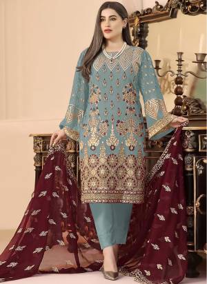 Attrective These Designer Suit in Fine Colored Pair With Bottom And Dupatta.These Top Are Faux Georgette And Dupatta Are Fabricated On Nazmin Pair With Santoon Bottom.Its Beautified With Santoon Inner.Its Beautified With Heavy Designer Embroidery Work.