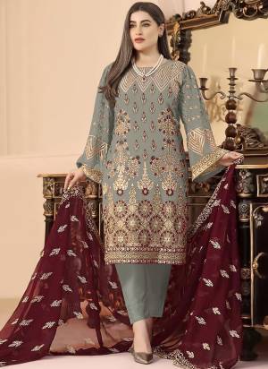 Attrective These Designer Suit in Fine Colored Pair With Bottom And Dupatta.These Top Are Faux Georgette And Dupatta Are Fabricated On Nazmin Pair With Santoon Bottom.Its Beautified With Santoon Inner.Its Beautified With Heavy Designer Embroidery Work.