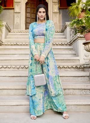 Grab These Beautiful Looking Designer Plazzo Suits With Koti.These Top And Bottom  And Koti Is Fabricated On Silk.Its Beautified With Designer Printed Work.