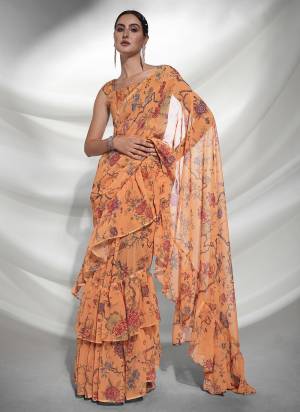 Grab These Party Wear Saree in Fine Colored.These Saree is Fabricated On Weightless Pair With Art Silk Blouse.Its Beautified With Printed With Hand Work.