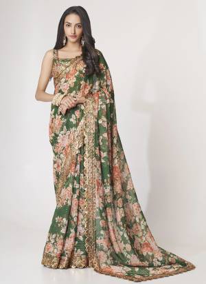 Garb These Party Wear Saree in Fine Colored.These Saree Are Organza And Blouse is Fabricated On Organza.Its Beautified With Designer Digital Printed With Sequance Embroidery Work.