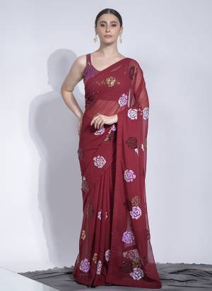 Attrective Look These Saree in Fine Colored.These Saree Are Georgette And Blouse is Georgette Fabricated.Its Beautified With Designer Sequance Embroidery Work.