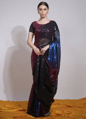 Attrective Look These Party Wear Saree in Fine Colored.These Saree Are Georgette And Blouse is Satin Banglori Fabricated.Its Beautified With Designer Sequance Embroidery Work.