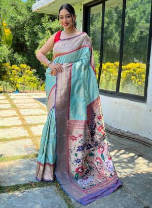 Attrective These Party Wear Paithani Saree With Contrast Blouse in Fine Colored.These Saree And Blouse is Fabricated On Soft Silk.Its Beautified With Weavon Paithani Designer.