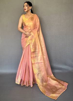 Garb These Party Wear Saree With Blouse in Fine Colored.These Saree And Blouse is Fabricated On Tissue Silk.Its Beautified With Heavy Weavon Jari,Rich Pallu Designer.