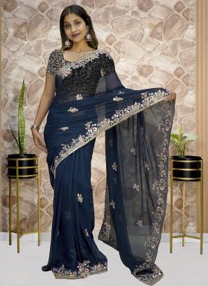 Attrective Look These Saree in Fine Colored.These Saree Are Georgette And Blouse is Mono Silk Fabricated.Its Beautified With Designer Sequance Embroidery Work.