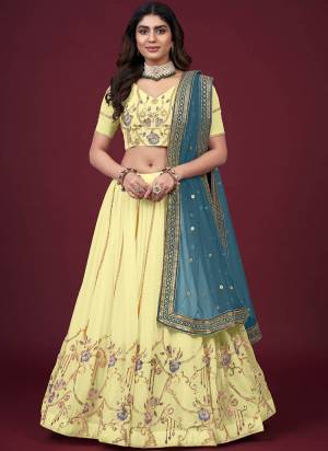 For A Designer Look,Grab These Lehenga Choli in Fine Colored.These Lehenga And Blouse Are Fabricated On Faux Georgette Pair With Butterfly Net Blouse.Its Beautified With Designer Thread,Jari,Sequance Embroidery Work.