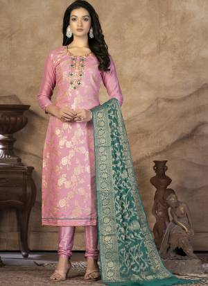 Attrective These Suit in Fine Colored Pair With Bottom And Dupatta.These Top Are Banarasi Silk And Dupatta Are Fabricated On Banarasi Silk Pair With Santoon Bottom.Its Beautified With Santoon Inner.Its Beautified With Wevon Designer Work.