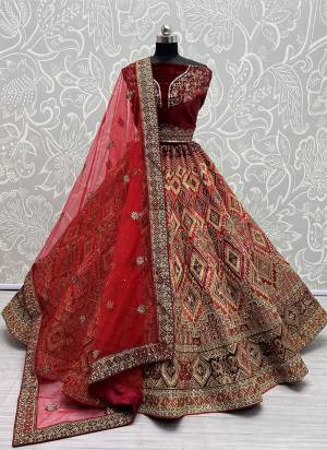 For A Fancy Designer Look,Grab These Lehenga Choli With Dupatta in Fine Colored.These Lehenga Are Velvet And Choli Are Silk And Dupatta Are Fabricated On Soft Net Pair.Its Beautified With Designer Fancy Multy Thread,Sequance,Dori Embroidery,Diamond Work.