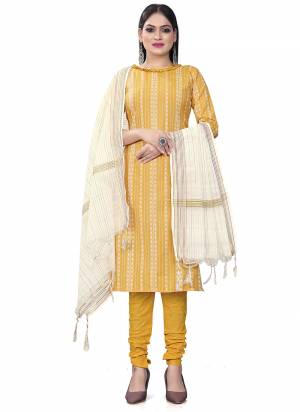 Garb This Suits In Lovely Color.Its Pretty Top Is Cotton Based Paired Bottom Cotton And Cotton Fabricated Dupatta Are Wevon Designer. Which Gives An Attractive To The Dress.