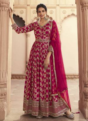 Attrective These Designer Anarkali Suit in Fine Colored Pair With Bottom And Dupatta.These Top Are Dola Silk And Dupatta Are Fabricated On Net Pair With Santoon Bottom.Its Beautified With Santoon Inner.Its Beautified With Heavy Wevon Jacquard Designer With Embroidery Work.