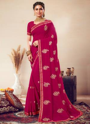 Garb These Saree in Fine Colored.These Saree Are Georgette And Blouse is Fabricated On Art Silk Pair.Its Beautified With Blooming Color With Jari Embroidery Work.