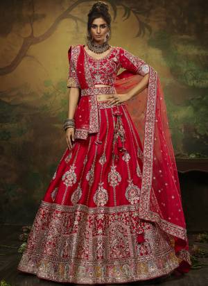 Attrective Looking This Partywear Fine Color Heavy Designer Choli Fabric Silk And Lahenga Silk And Dupatta Net In Fabricated Beautified With Attrective Thread,Sequance Embroidery,Stone And Beads Work. Buy Now.