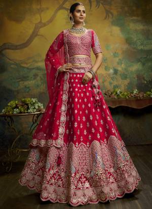 Attrective Looking This Partywear Fine Color Heavy Designer Choli Fabric Silk And Lahenga Silk And Dupatta Net In Fabricated Beautified With Attrective Thread,Sequance Embroidery,Stone And Beads Work. Buy Now.