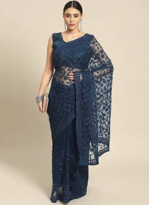 Attrective These Embroidered Designer Saree in Fine Colored.