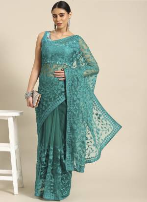 Attrective These Embroidered Designer Saree in Fine Colored.