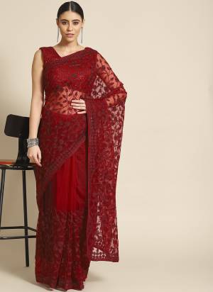 Attrective These Embroidered Designer Saree in Fine Colored.