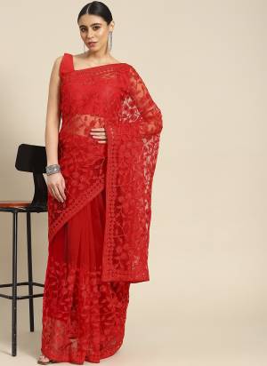 Attrective These Embroidered Designer Saree in Fine Colored.