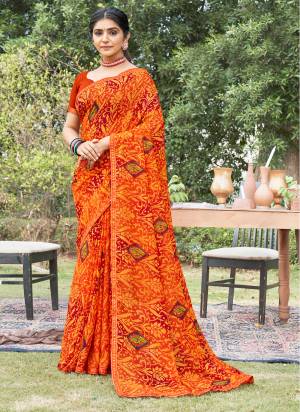 Attrective These Printed Designer Saree in Fine Colored.These Saree Are Georgette And Blouse is Fabricated On Georgette Pair.