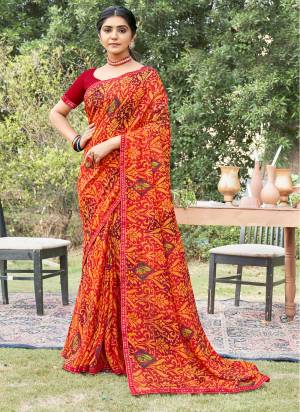 Attrective These Printed Designer Saree in Fine Colored.These Saree Are Georgette And Blouse is Fabricated On Georgette Pair.