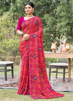 Attrective These Printed Designer Saree in Fine Colored.These Saree Are Georgette And Blouse is Fabricated On Georgette Pair.