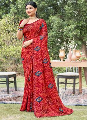 Attrective These Printed Designer Saree in Fine Colored.These Saree Are Georgette And Blouse is Fabricated On Georgette Pair.