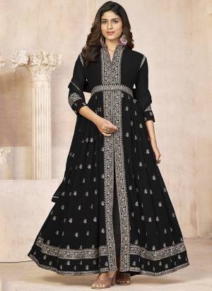 Partywear Designer Black Heavy Blooming Fox Georgette suit