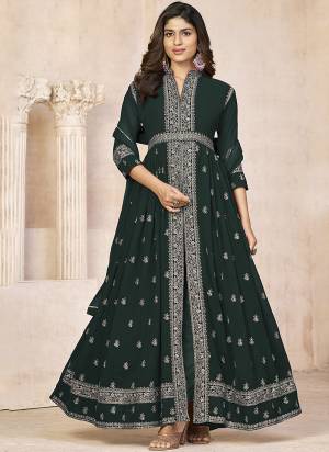 Partywear Designer Green Heavy Blooming Fox Georgette suit