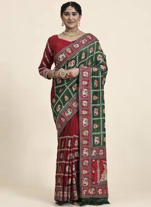 Grab These Festive Wear Saree in Fine Colored.These Saree is Fabricated On Vichitra Silk Pair With Mono Silk Blouse.Its Beautified With Heavy Embroidery,Diamond Work.