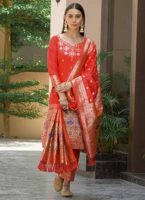 Attrective These Designer Suit in Fine Colored Pair With Bottom And Dupatta.