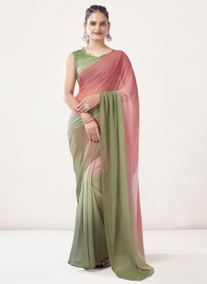 Garb These Ready To Wear Saree in Fine Colored.These Saree Are Georgette And Blouse is Fabricated On Benglori Pair.Its Beautified With Pedding Half Half Color Designer.