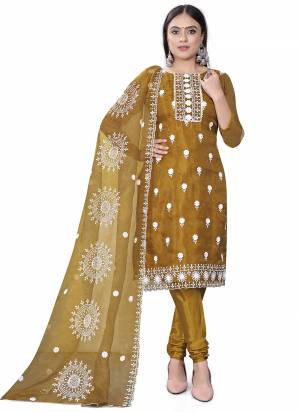 Grab These Suit in Fine Colored Pair With Bottom And Dupatta.These Top And Dupatta Are Fabricated On Organza Pair With Santoon Bottom.Its Beautified With Designer Embroidery Work.