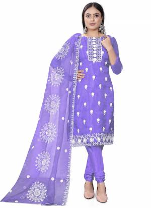 Grab These Suit in Fine Colored Pair With Bottom And Dupatta.These Top And Dupatta Are Fabricated On Organza Pair With Santoon Bottom.Its Beautified With Designer Embroidery Work.