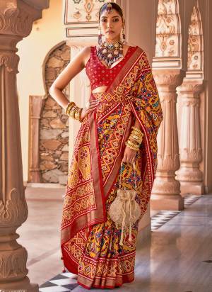 Looking These Party Wear Patola Saree in Fine Colored.These Saree And Blouse is Fabricated On Aircel Silk.Its Beautified With Patola With Gold Printed Designer.