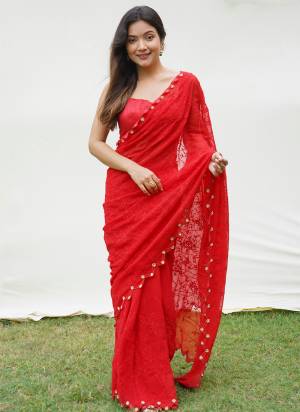 Attrective Looking These Party Wear Saree in Fine Colored.These Saree Are Georgette And Blouse is Fabricated On Art Silk.Its Beautified With Designer Chikankari Thread Embroidery,Hand Work.