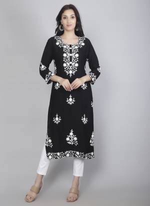 Attrective These Beautiful Looking Readymade Long Kurti.These Kurti is Fabricated On Rayon.Its Beautified With Designer Hand Chickenkari Embroidery Work.