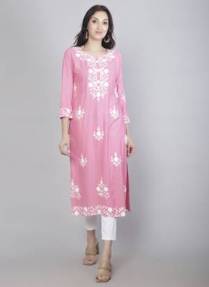 Attrective These Beautiful Looking Readymade Long Kurti.These Kurti is Fabricated On Rayon.Its Beautified With Designer Hand Chickenkari Embroidery Work.