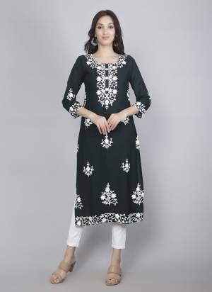 Attrective These Beautiful Looking Readymade Long Kurti.These Kurti is Fabricated On Rayon.Its Beautified With Designer Hand Chickenkari Embroidery Work.