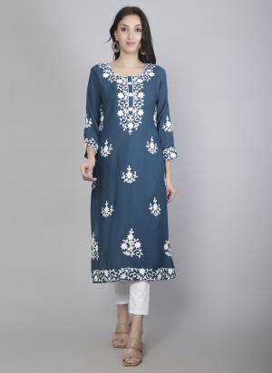 Attrective These Beautiful Looking Readymade Long Kurti.These Kurti is Fabricated On Rayon.Its Beautified With Designer Hand Chickenkari Embroidery Work.