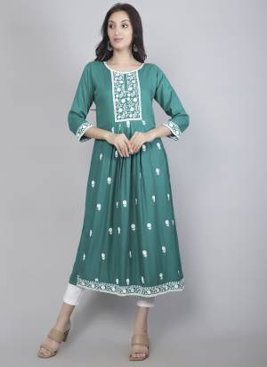 Attrective These Beautiful Looking Readymade Long Kurti.These Kurti is Fabricated On Rayon.Its Beautified With Designer Chickenkari Hand Embroidery Work.