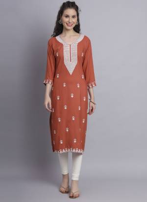 Attrective These Beautiful Looking Readymade Long Kurti.These Kurti is Fabricated On Rayon.Its Beautified With Designer Chickenkari Embroidery Work.