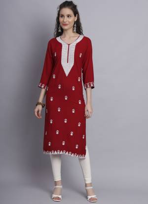 Attrective These Beautiful Looking Readymade Long Kurti.These Kurti is Fabricated On Rayon.Its Beautified With Designer Chickenkari Embroidery Work.