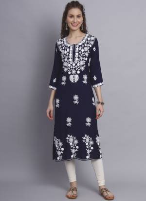 Attrective These Beautiful Looking Readymade Long Kurti.These Kurti is Fabricated On Rayon.Its Beautified With Designer Chickenkari Embroidery Work.