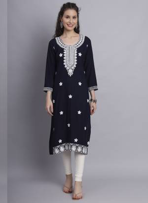 Attrective These Beautiful Looking Readymade Long Kurti.These Kurti is Fabricated On Rayon.Its Beautified With Designer Chickenkari Embroidery Work.