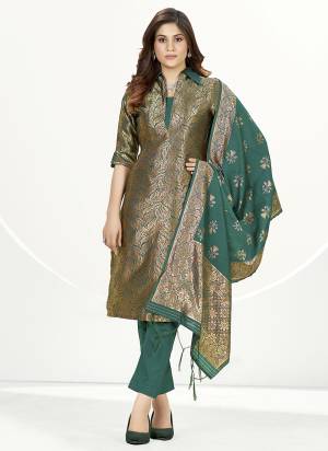 Grab This Party Wear Suits In Fine Color.These Suits  Top And Bottom Are Banarasi Silk Fabricated And Banarasi Silk Dupatta.Its Beautified With Heavy Wevon Jari Designer.  