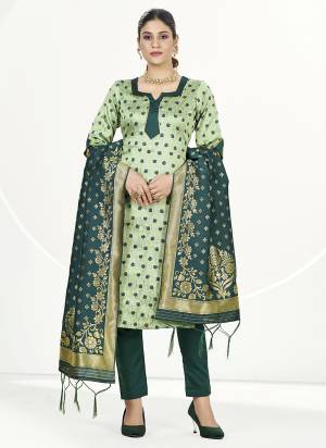 Grab This Party Wear Suits In Fine Color.These Suits  Top And Bottom Are Banarasi Silk Fabricated And Banarasi Silk Dupatta.Its Beautified With Heavy Wevon Jari Designer.  