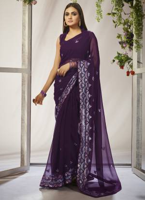 Attrective Looking These Party Wear Saree in Fine Colored.These Saree Are Georgette And Blouse is Fabricated On Art Silk Pair.Its Beautified With Designer Sequance Embroidery Work.