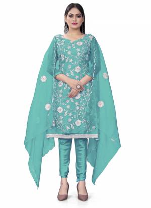 Garb This Suits In Lovely Color.Its Pretty Top Is Organza Silk Based Paired Bottom Santoon And Organza Silk Fabricated Dupatta Are Designer Floral Embroidery Work. Which Gives An Attractive To The Dress.