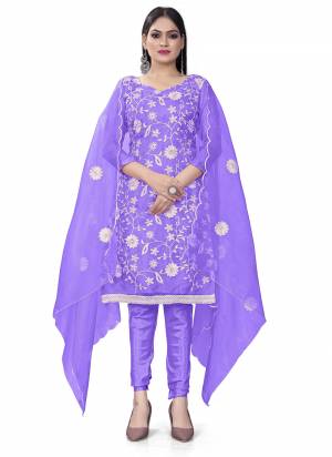 Garb This Suits In Lovely Color.Its Pretty Top Is Organza Silk Based Paired Bottom Santoon And Organza Silk Fabricated Dupatta Are Designer Floral Embroidery Work. Which Gives An Attractive To The Dress.